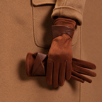 Winter Gloves Women Touchscreen Suede Look in Rust