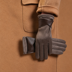Winter Gloves Women Touchscreen Suede Look in Taupe