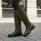 Knee High Boots Women Waterproof Adjustable Buckle in Green
