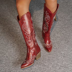 Knee High Boots Women Western Embroidered