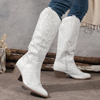 Knee High Boots Women Western Embroidered