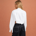 MILOU | Women's Cropped Blouse with Collar and Modern Cut