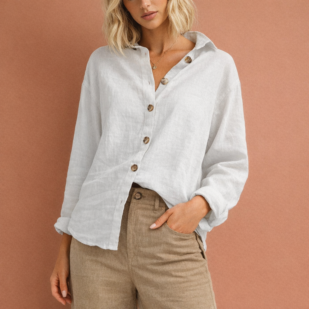 ESMÉE | Women's Linen-Look Blouse with Button Closure