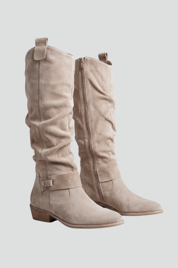 Knee High Boots Women Block Heel Side Zipper