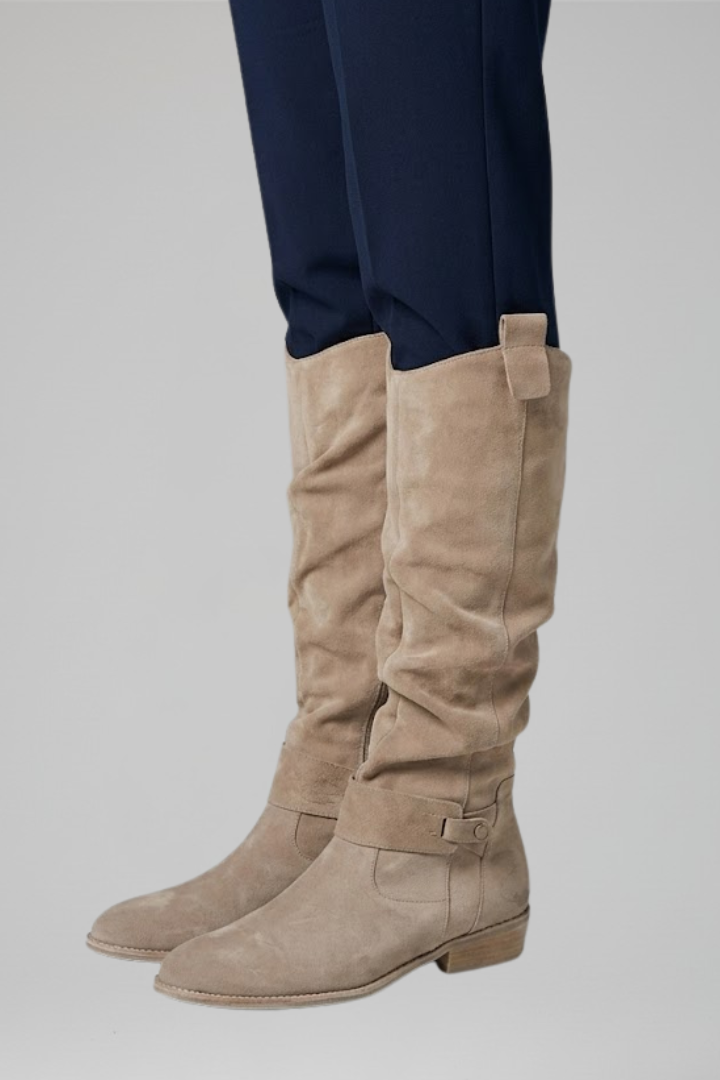 Knee High Boots Women Block Heel Side Zipper