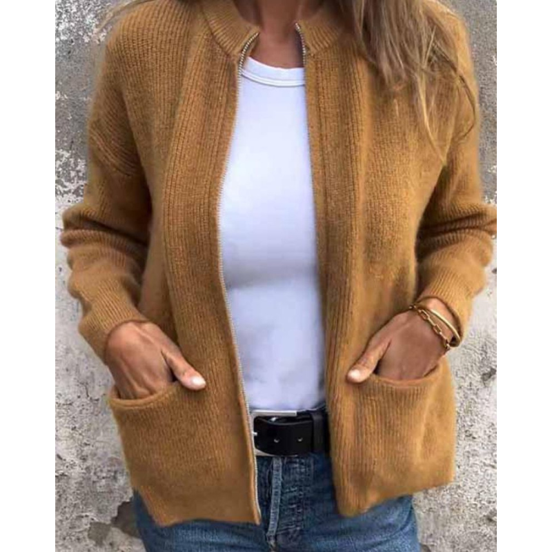 Women's Brown Cardigan, Warm for Fall