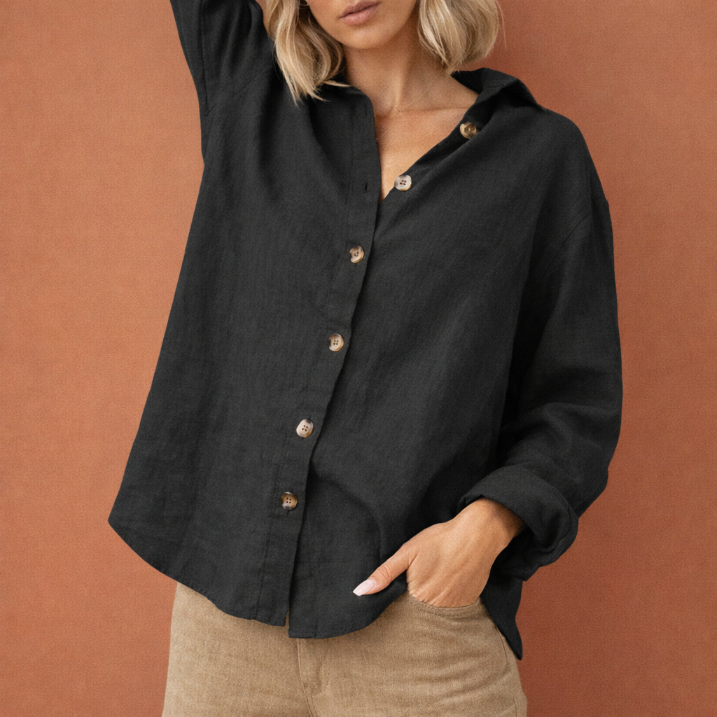 ESMÉE | Women's Linen-Look Blouse with Button Closure
