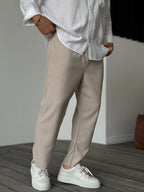 Men's Relaxed Fit Pleated Pants – Elegant and Comfortable for Everyday and Business