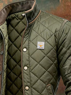 Quilted Jacket Men with Button Front, Classic and Warm