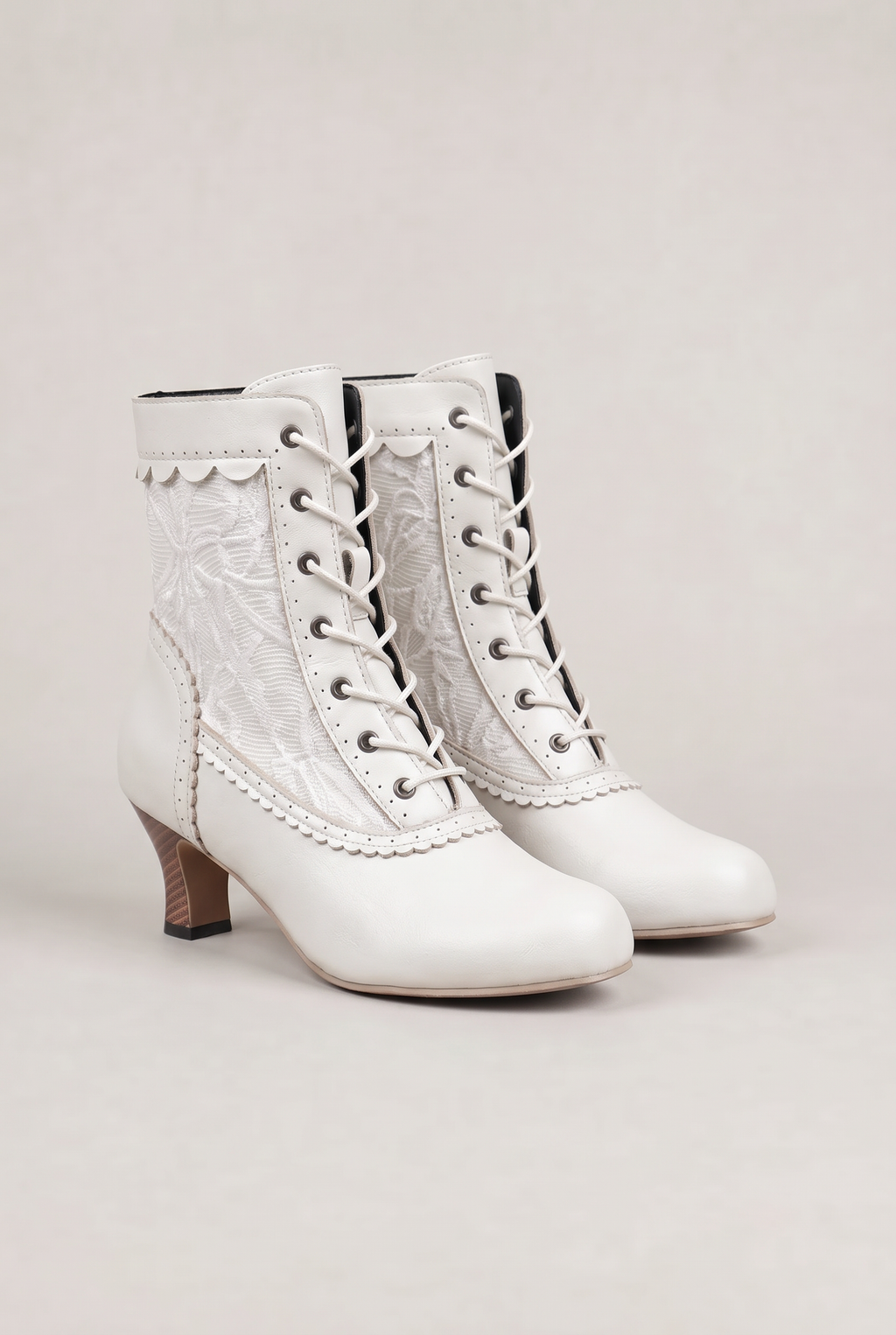 Ankle Boots Women Lace Up Vintage Heel
