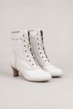 Ankle Boots Women Lace Up Vintage Heel