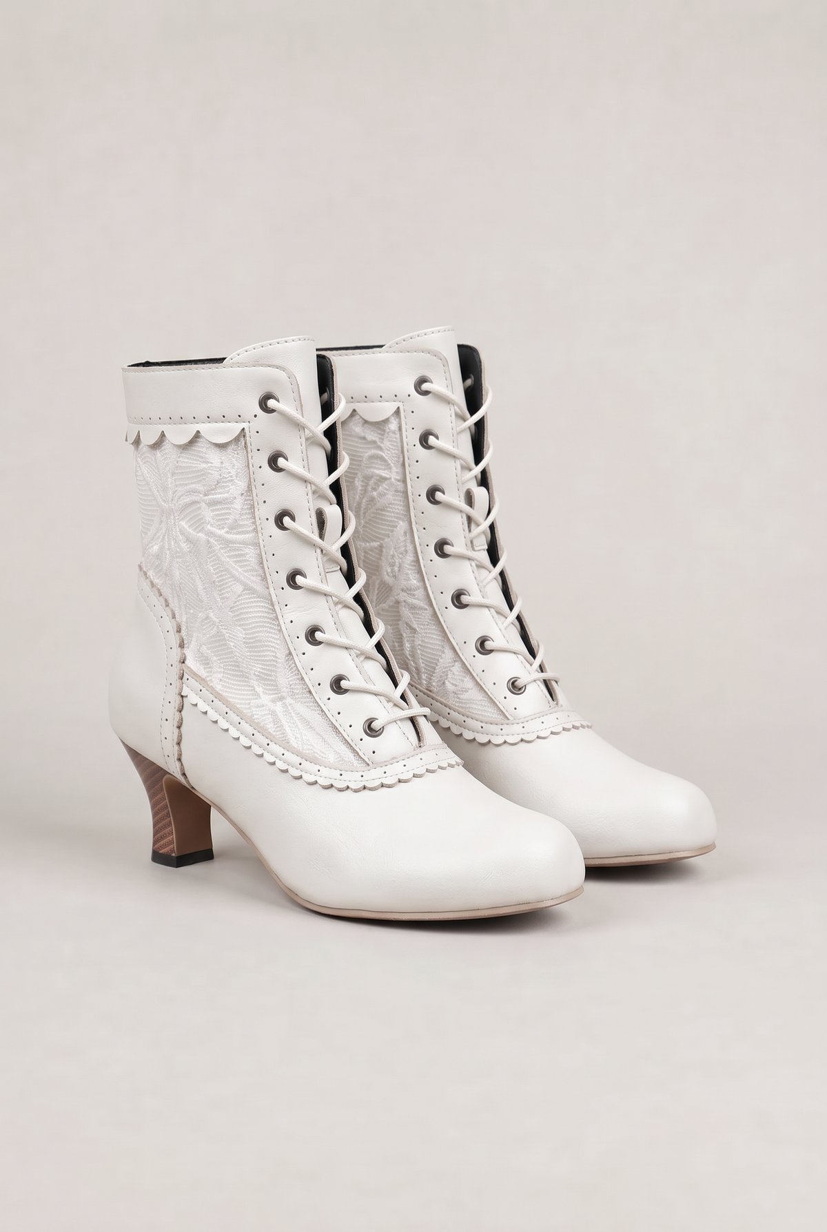 Ankle Boots Women Lace Up Vintage Heel