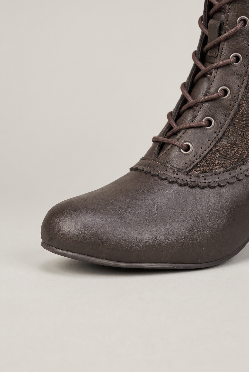 Ankle Boots Women Lace Up Vintage Heel