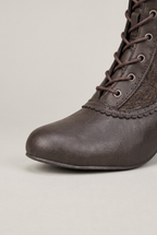 Ankle Boots Women Lace Up Vintage Heel