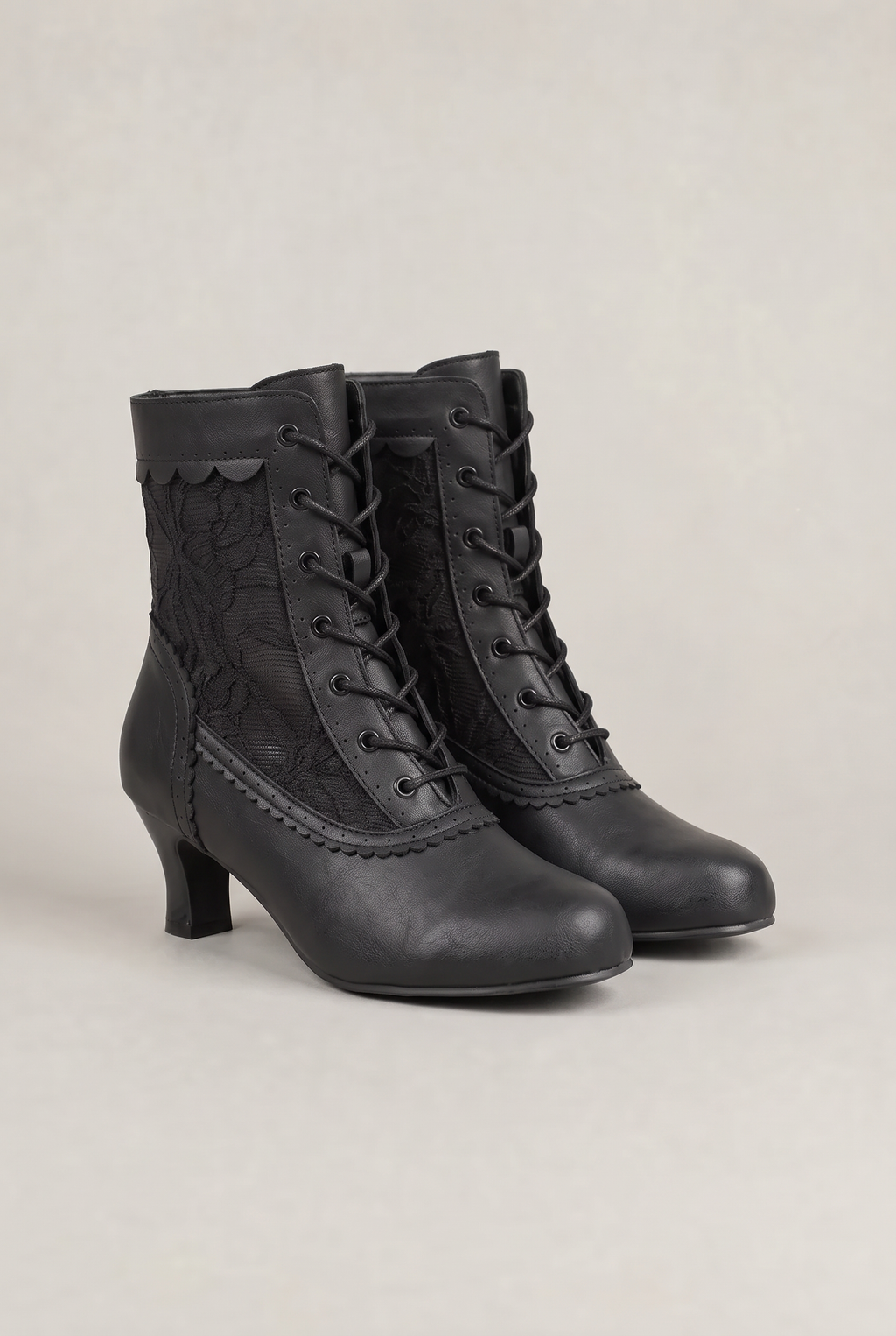 Ankle Boots Women Lace Up Vintage Heel