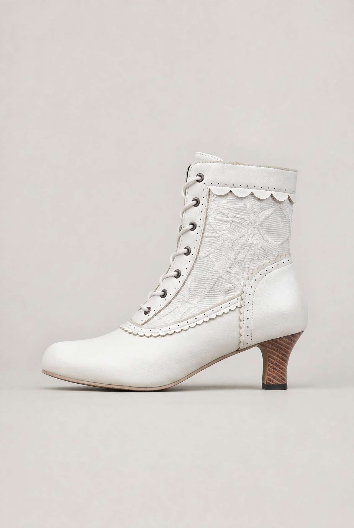 Ankle Boots Women Lace Up Vintage Heel