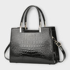 Olivia Glossy Croc-Embossed Handbag