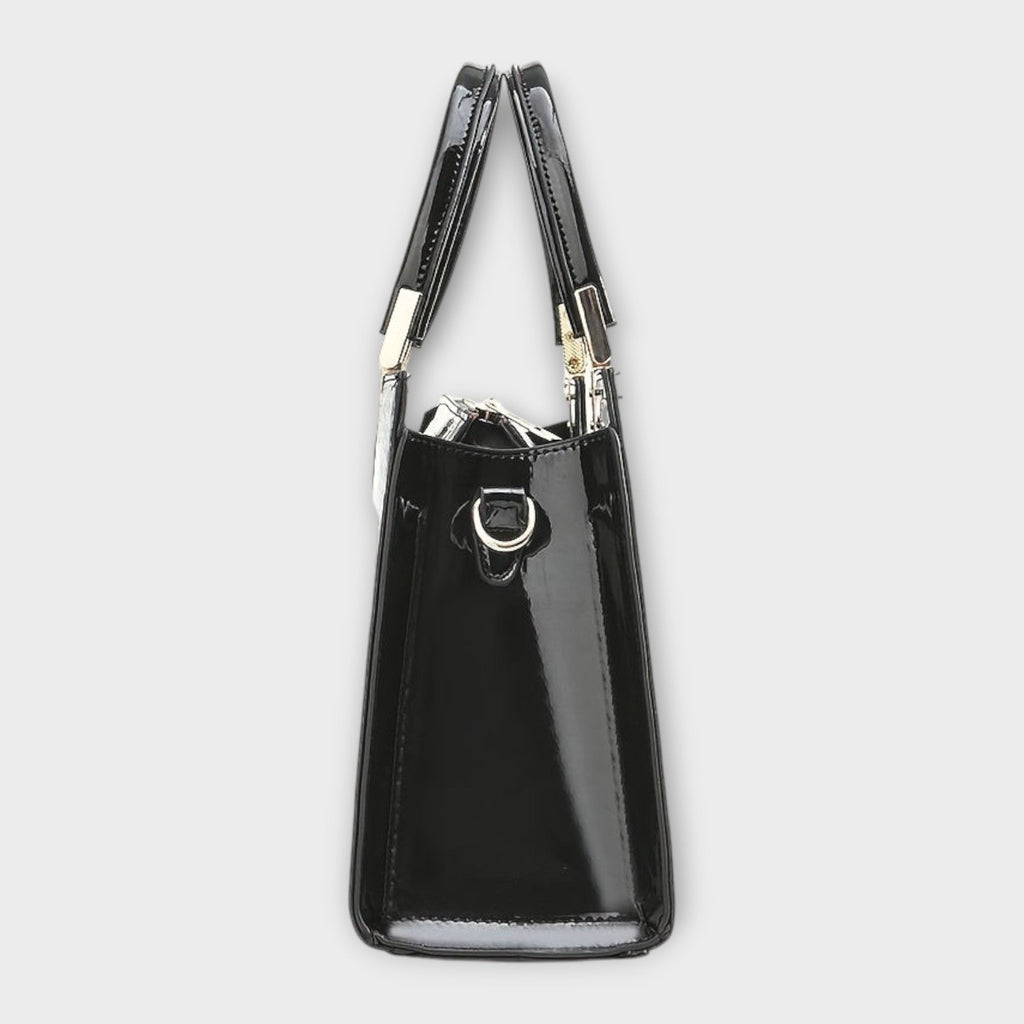 Olivia Glossy Croc-Embossed Handbag