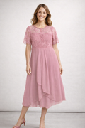 Beatrice | Spitzen-Midikleid aus Chiffon