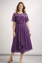 Beatrice | Spitzen-Midikleid aus Chiffon