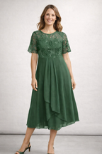 Beatrice | Spitzen-Midikleid aus Chiffon