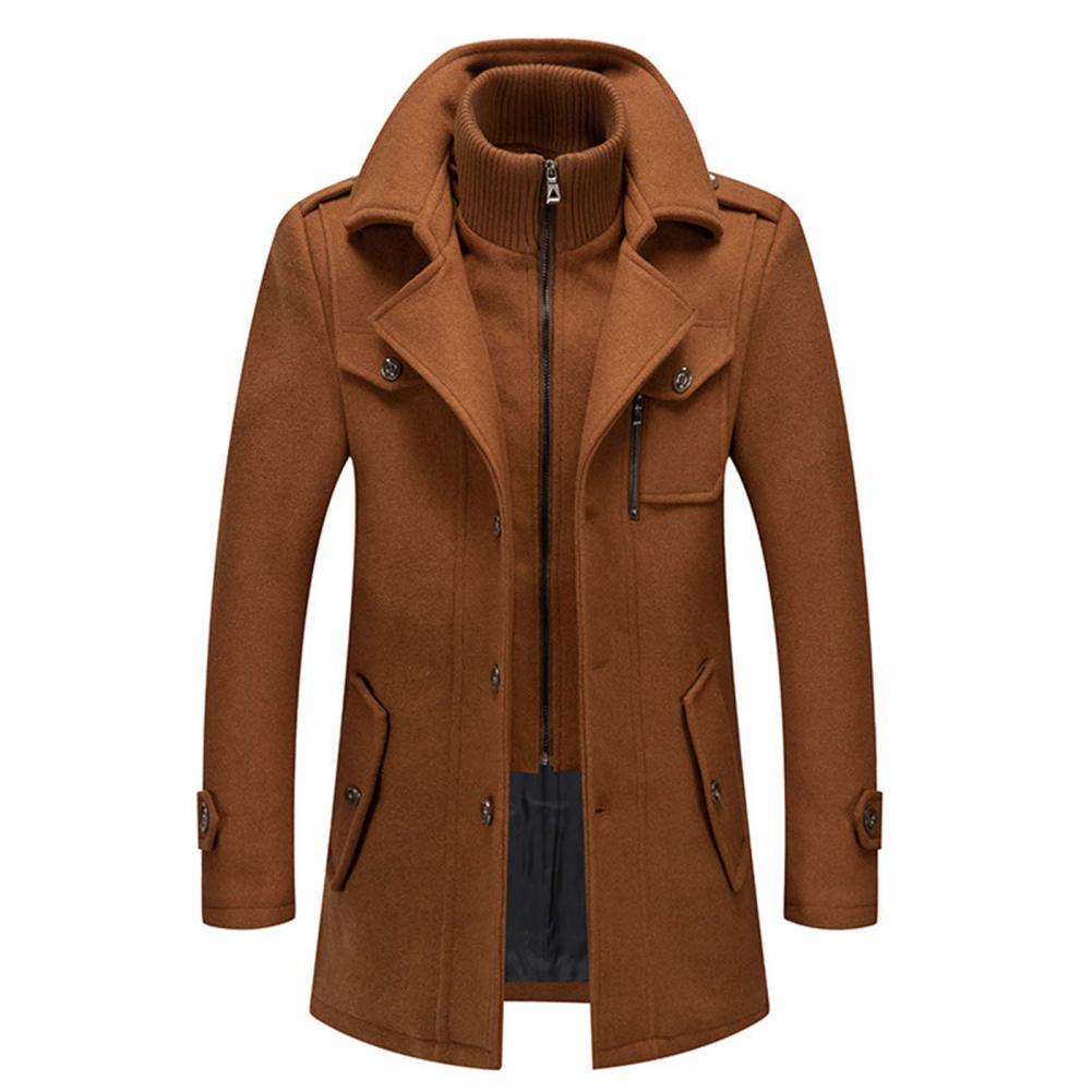 Men's Double-Collar Trench Coat, Long and Elegant