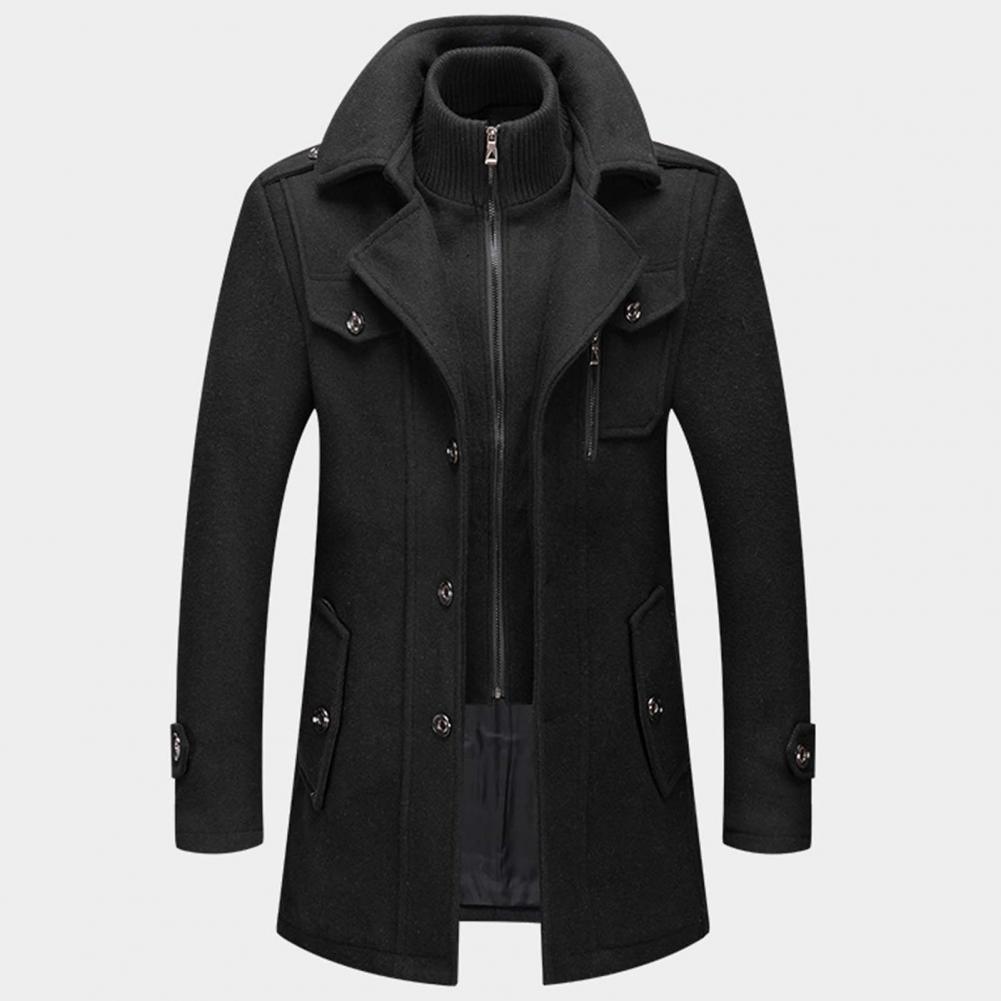 Men's Double-Collar Trench Coat, Long and Elegant