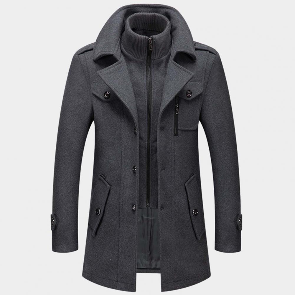 Men's Double-Collar Trench Coat, Long and Elegant
