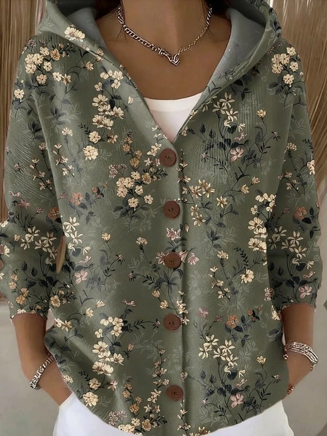 Button Up Cardigan Women Hooded Knit
