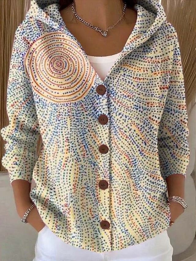 Button Up Cardigan Women Hooded Knit