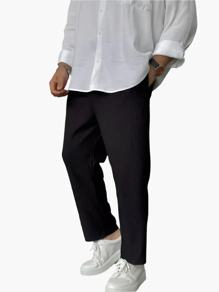 Men's Relaxed Fit Pleated Pants – Elegant and Comfortable for Everyday and Business