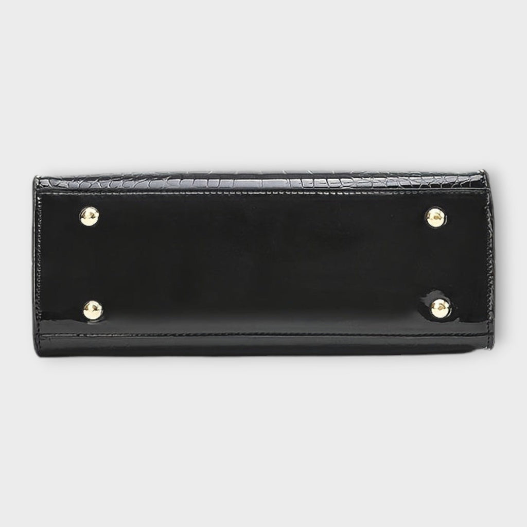 Olivia Glossy Croc-Embossed Handbag