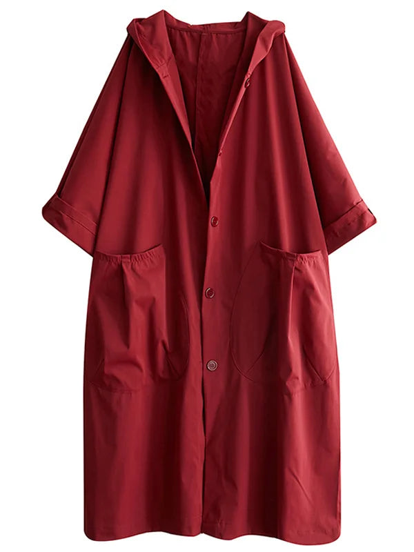 Women's Long Oversized Coat in Beige, Relaxed Fit