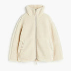 Celeste Luxe Teddy Coat – Oversized Shearling-Style with Stand Collar & Zipper