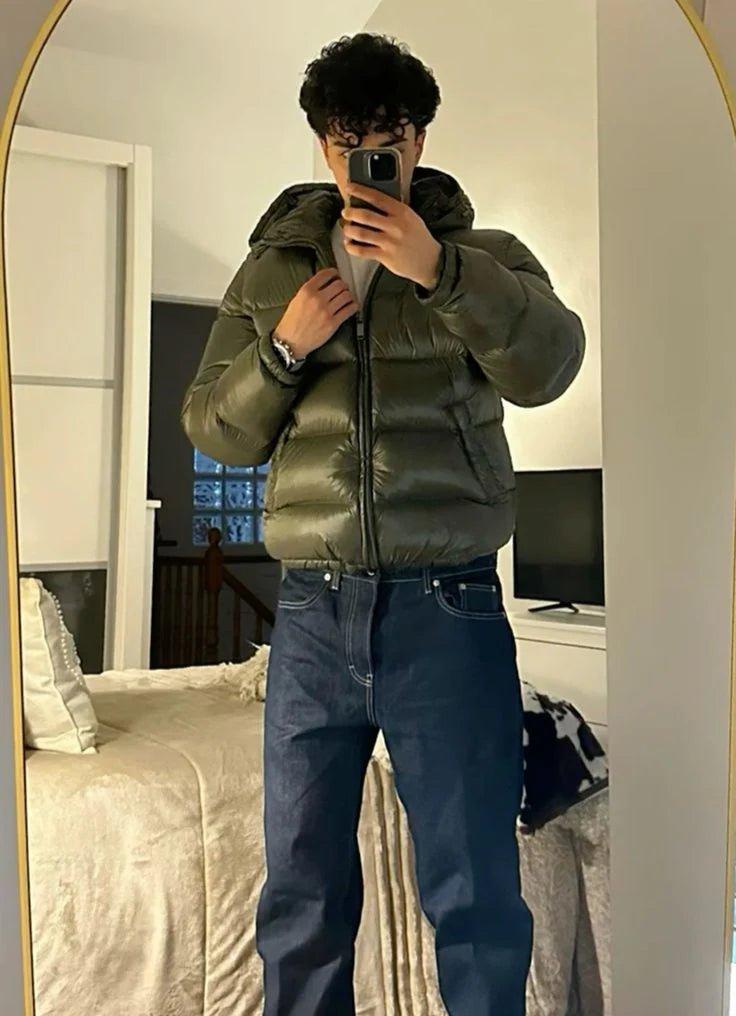 Puffer Jacket Men with Hood, Windproof and Warm Lined