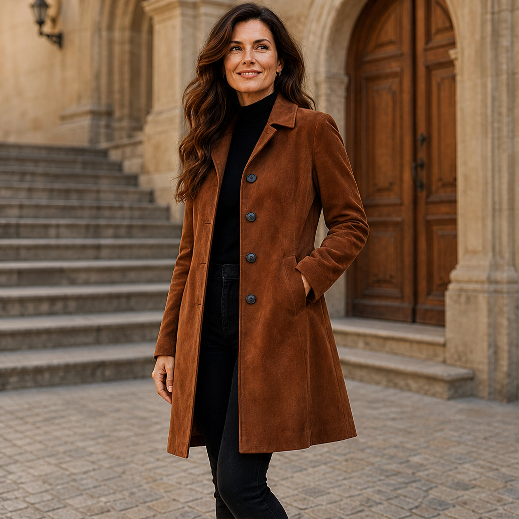 Women's Long Coat with Lapel Collar, Classic