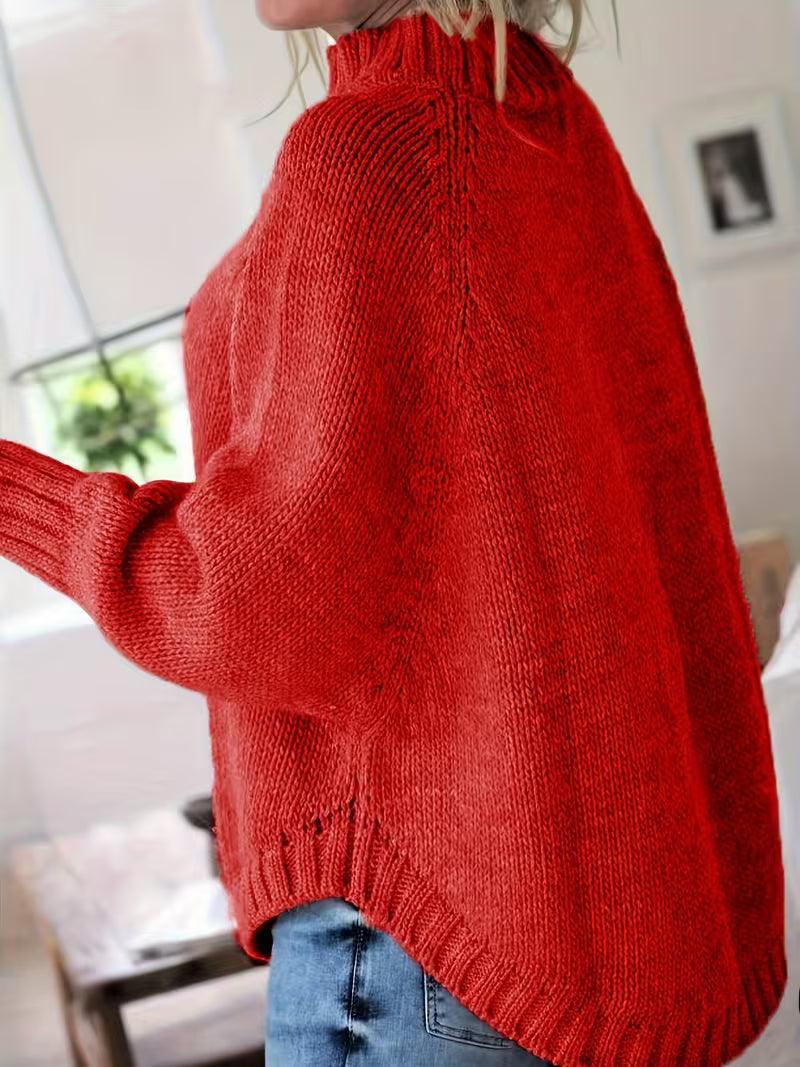 Women's Cable-Knit Turtleneck Sweater, Soft and Warm