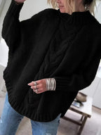Women's Cable-Knit Turtleneck Sweater, Soft and Warm