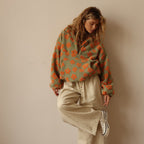 Fleece Sweater Women with Boho Bloom Design