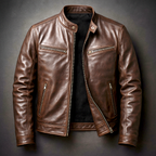 Faux Leather Jacket Men Fitted Lined