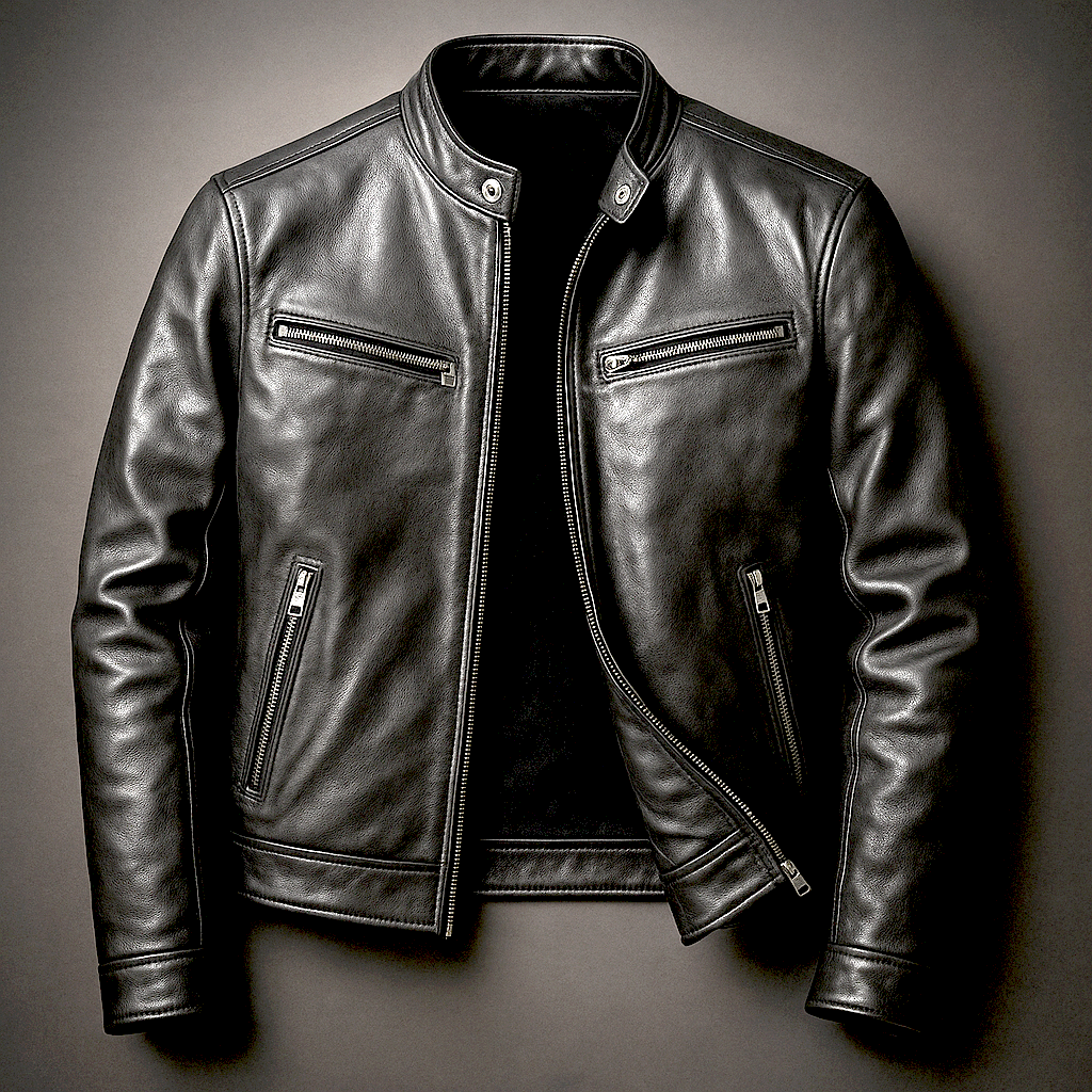 Faux Leather Jacket Men Fitted Lined