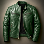 Faux Leather Jacket Men Fitted Lined