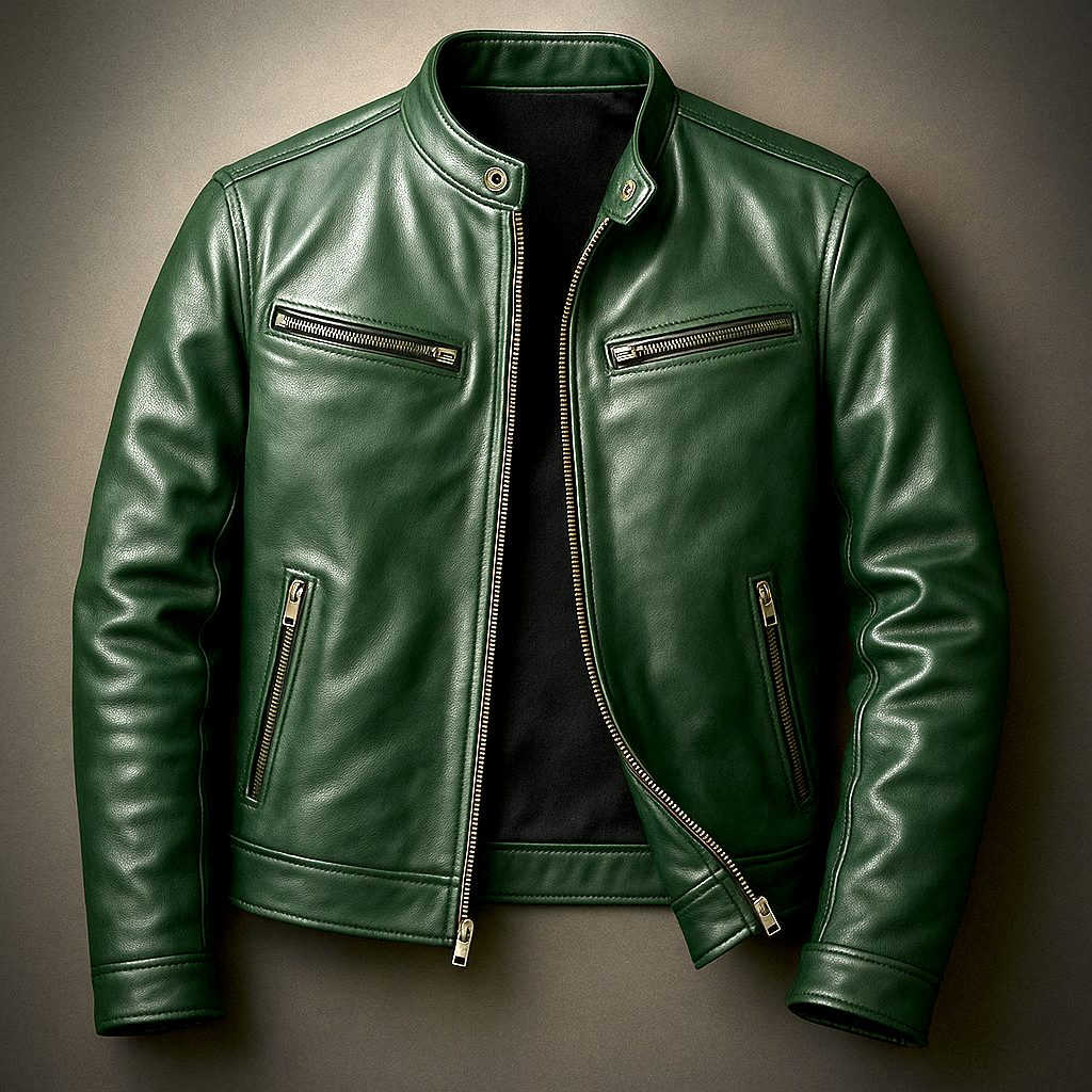 Faux Leather Jacket Men Fitted Lined