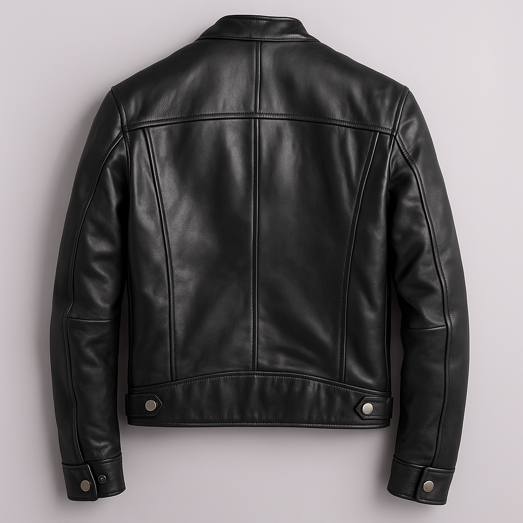 Faux Leather Jacket Men Fitted Lined