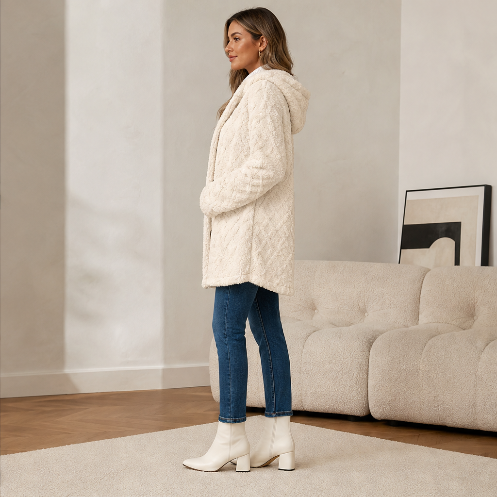 Women's Hooded Jacket with Diamond Pattern, Warm