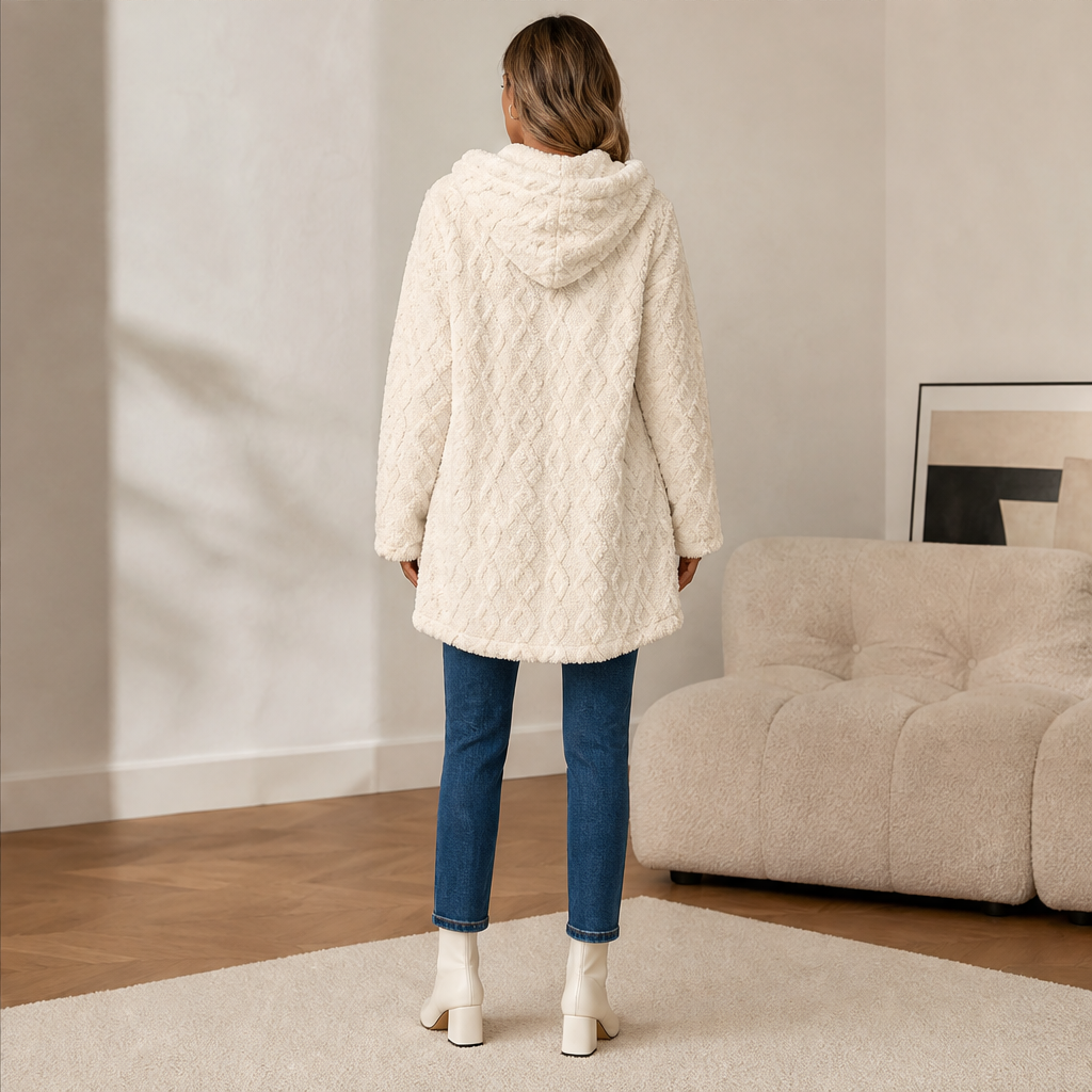 Women's Hooded Jacket with Diamond Pattern, Warm