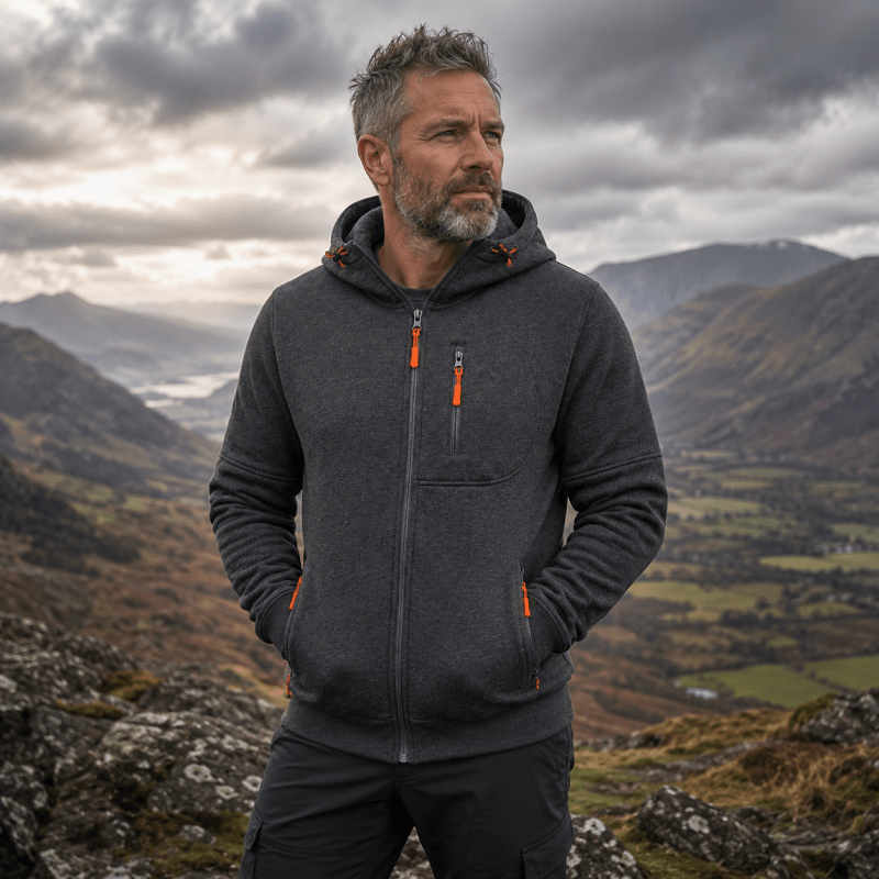 Men's Zip-Up Hoodie with Hood, Comfortable