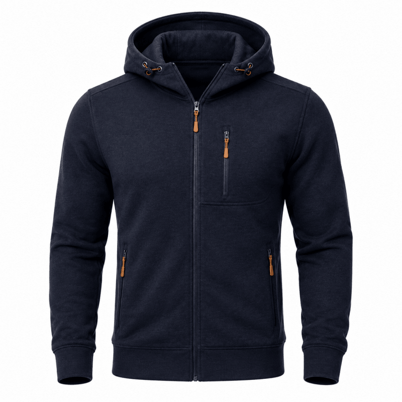 Men's Zip-Up Hoodie with Hood, Comfortable