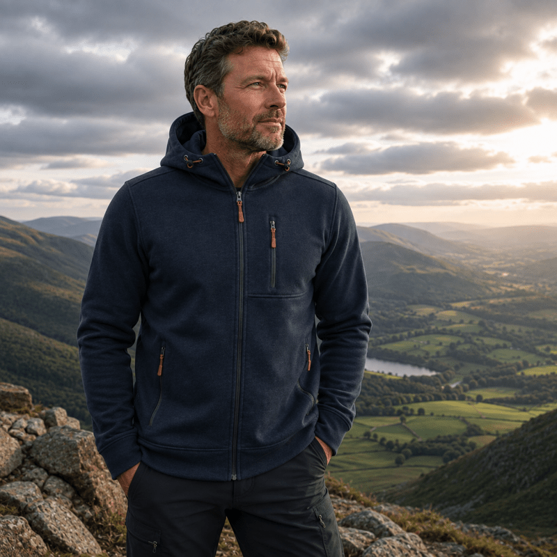 Men's Zip-Up Hoodie with Hood, Comfortable