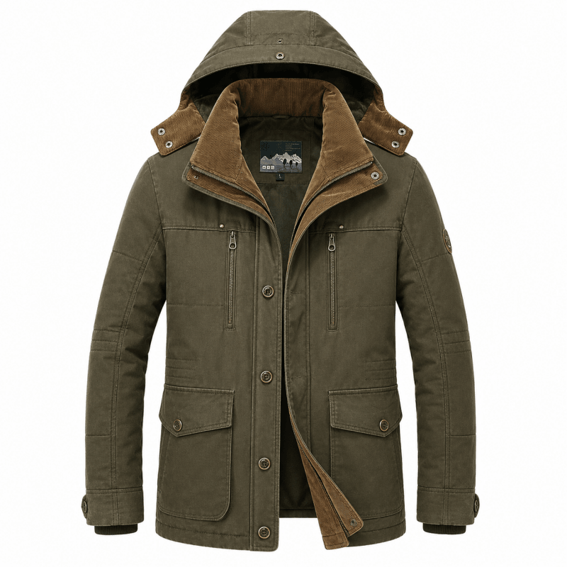 Men's Winter Jacket with Removable Hood, Warm